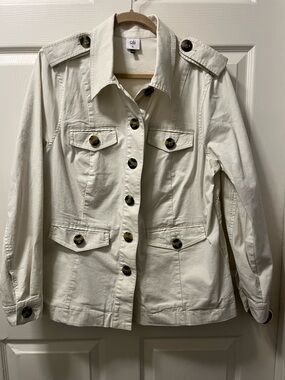 CAbi Kenya Cream Utility Jacket - Women's Button-Front Coat Size XL